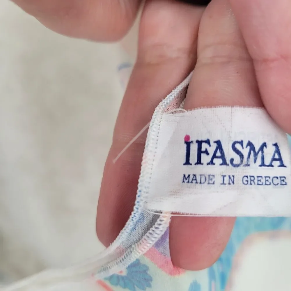 IFASMA Greek Scarf Pastel Abstract Dolphins Vintage
